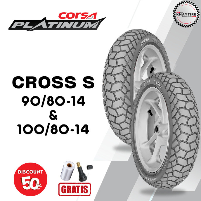 SEPASANG Ban Motor CORSA CROSS S 90/80 & 100/80 RING 14 Tubeless