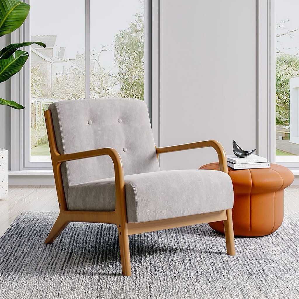 kursi sofa tamu kayu jati solid / sofa tamu mewah jok busa tebal / sofa cafe retro kayu jati