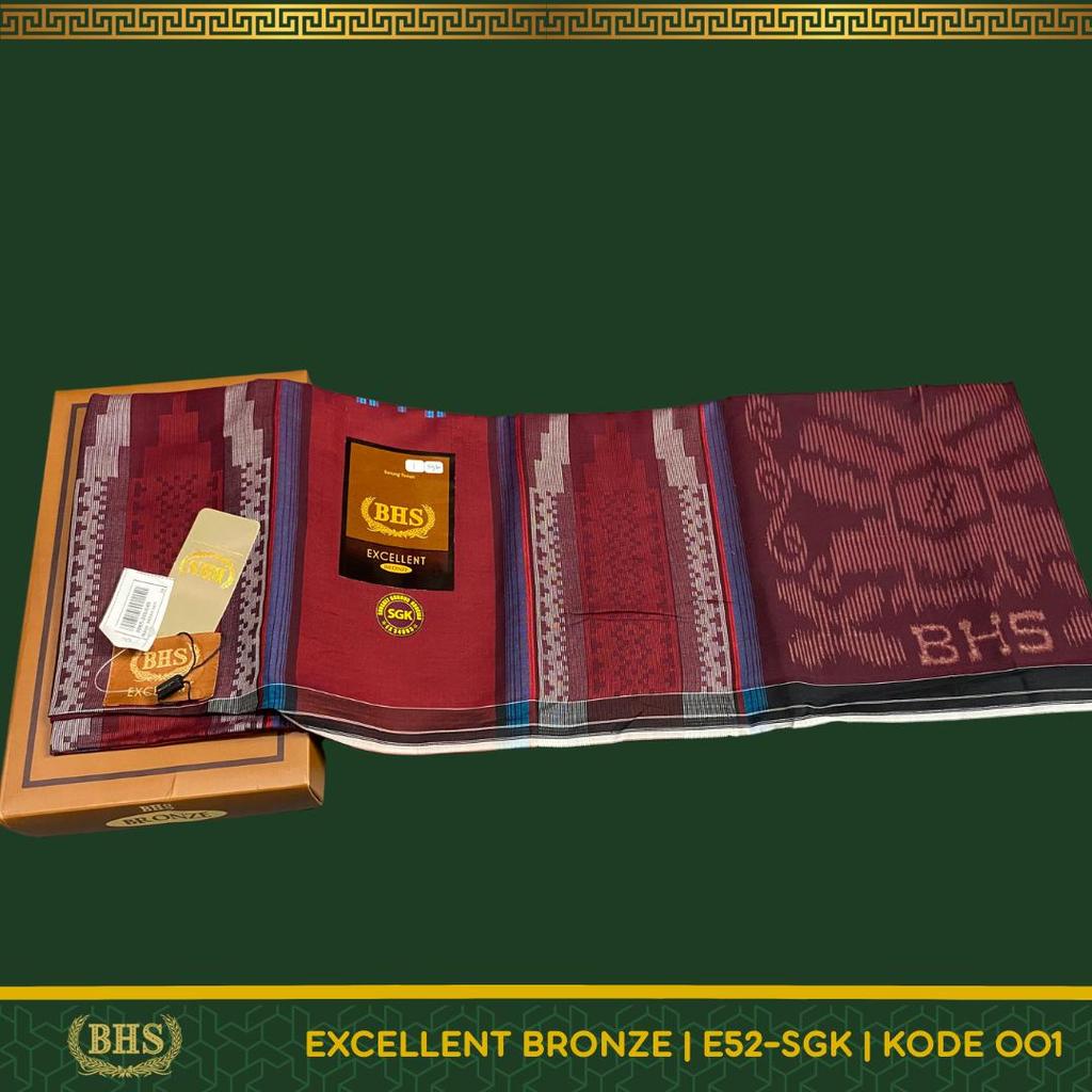 Sarung BHS Excellent Bronze Motif E52 SGK Songket Gunung Karakatau Sarung Tenun Bahan Mercerized Cot
