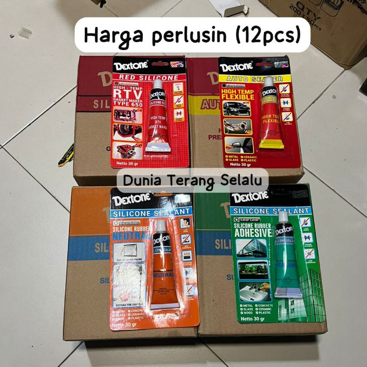 1 KOTAK / 12PCS - Lem Silicone Sealant Auto Sealer Red Siliocne Netral 30gr Gram DEXTONE - Lem Aquar