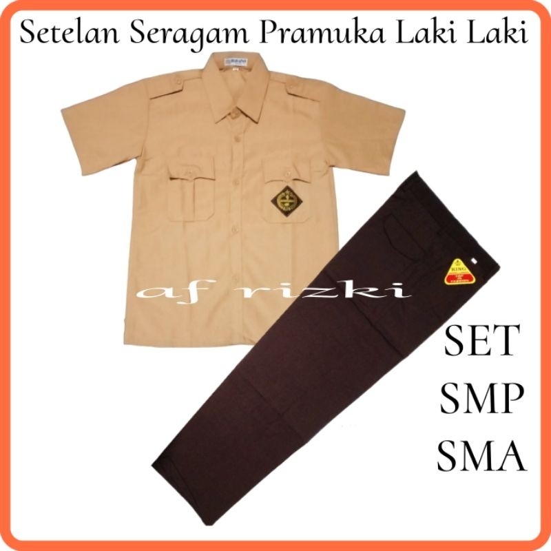 RAF Setelan Seragam Pramuka SMP SMA Laki Laki Baju Pendek