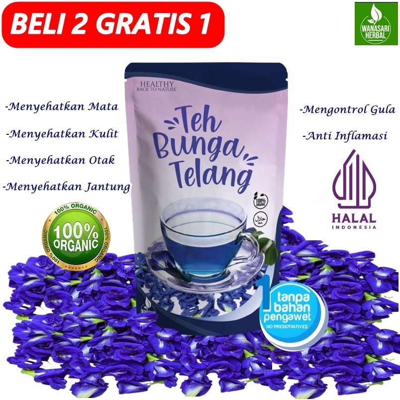 TEH HERBAL BUNGA TELANG ALAMI 100% MURNI DAUN TELANG KERING DAUN TELANG BUBUK BUNGA TELANG ORGANIK