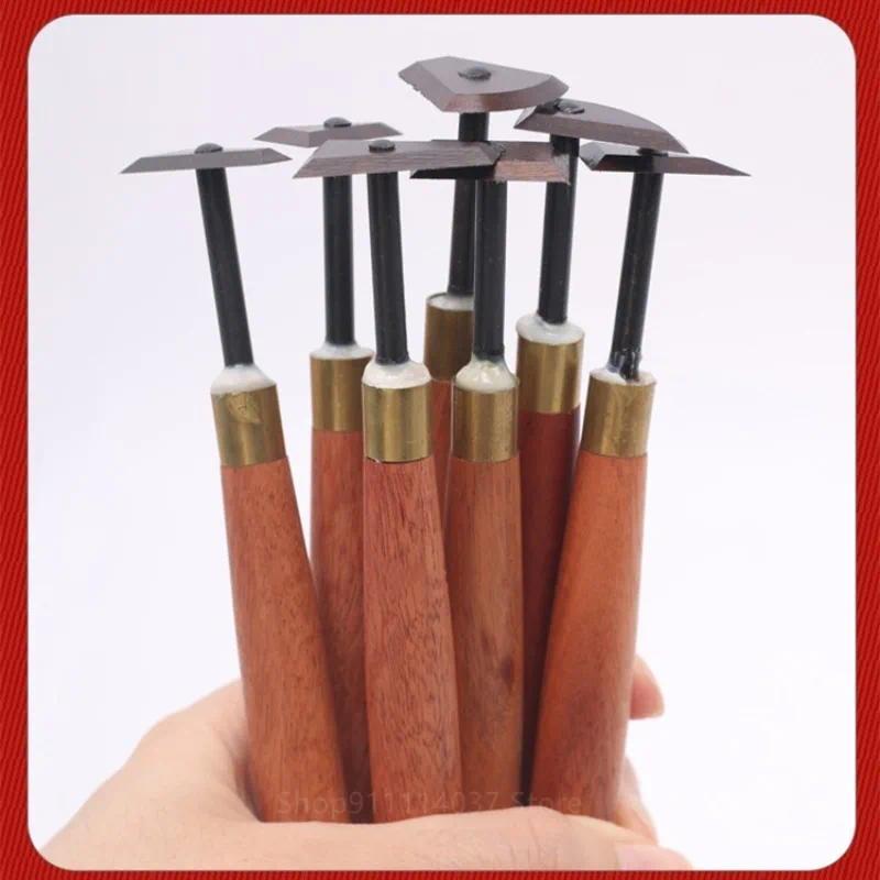 Pottery Tungsten Steel Knife Clay Sculpture Modeling Wooden Handle Repair Blank Clay Plastic Knife C