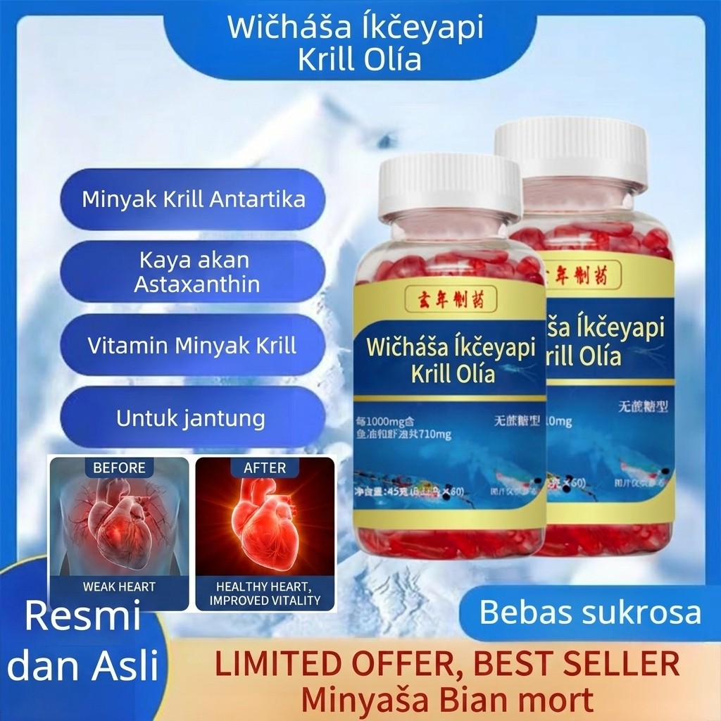 Meningkatkan Kesehatan Jantung  GKTK Minyak Krill Antartika Versi Terbaru Minyak Krill/Antartika/Ome
