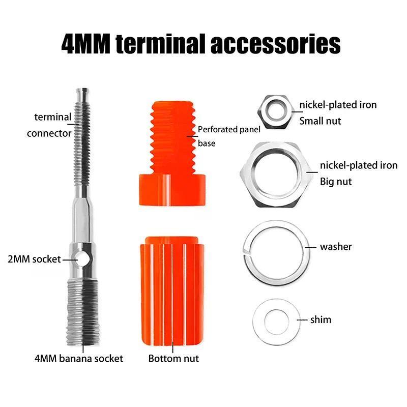 5Pcs 4mm Banana Socket M3x45mm Binng Post Nut Banana Plug Jack Electrical Connector Terminal Y Acces