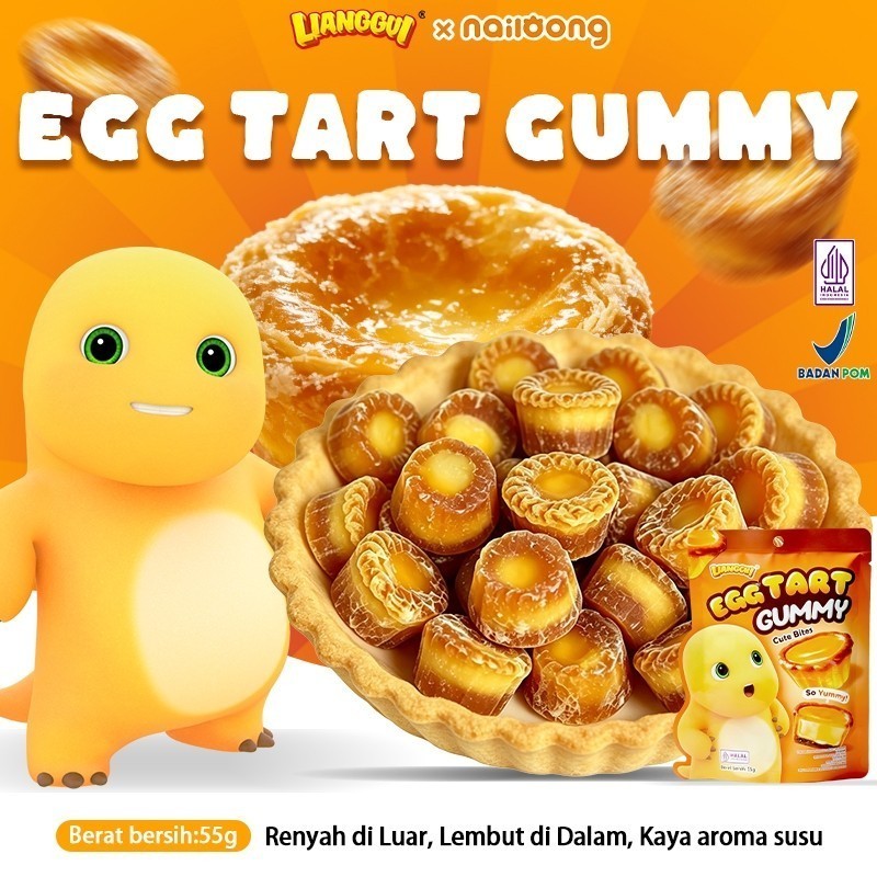 LIANGGUI - Permen Jeli Bentuk Egg Tart Halal permen anekabuah rasa/jajanan anak/jajan permen candy