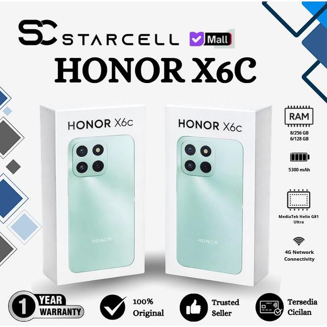 HONOR X6C 6GB/256GB NFC MediaTek Helio G81 Ultra, 5300mAh 35W | Garansi Resmi Honor Indonesia 1 Tahu