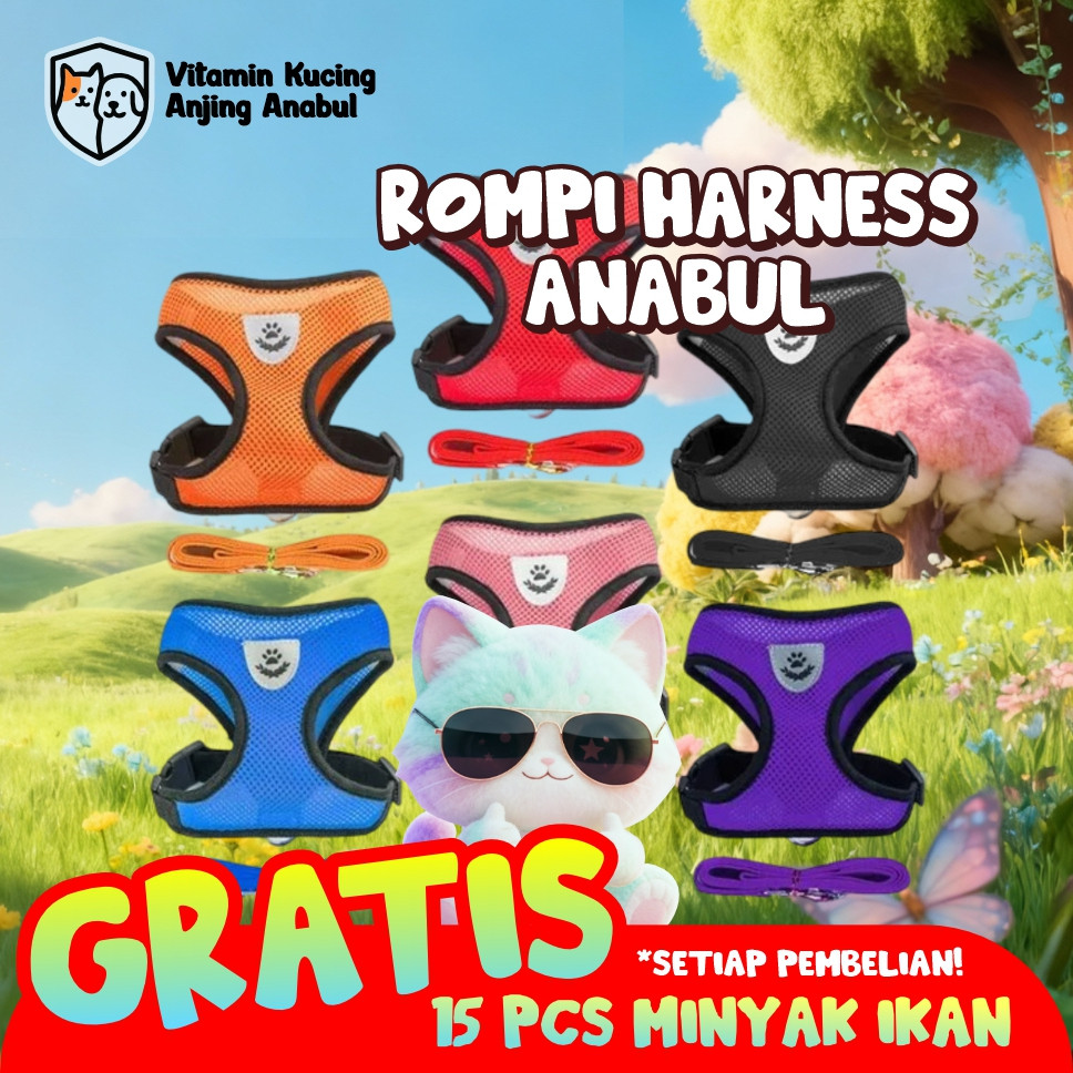 ROMPI ANJING ROMPI KUCING HARNESS ROMPI TALI ROMPI KUCING TALI ANJING TALI KUCING HARNES KUCING Tali