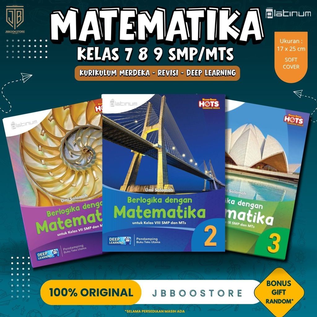[ Tiga Serangkai ] Buku Berlogika Dengan Matematika Kelas 7 8 9 SMP/MTS / Matematika SMP / Kurikulum