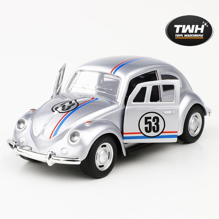 TWH DIECAST MAINAN MOBIL VW BEETLE HERBIE 53 SKALA 1:38 BAHAN METAL HADIAH KADO & KOLEKSI - VW Herbi