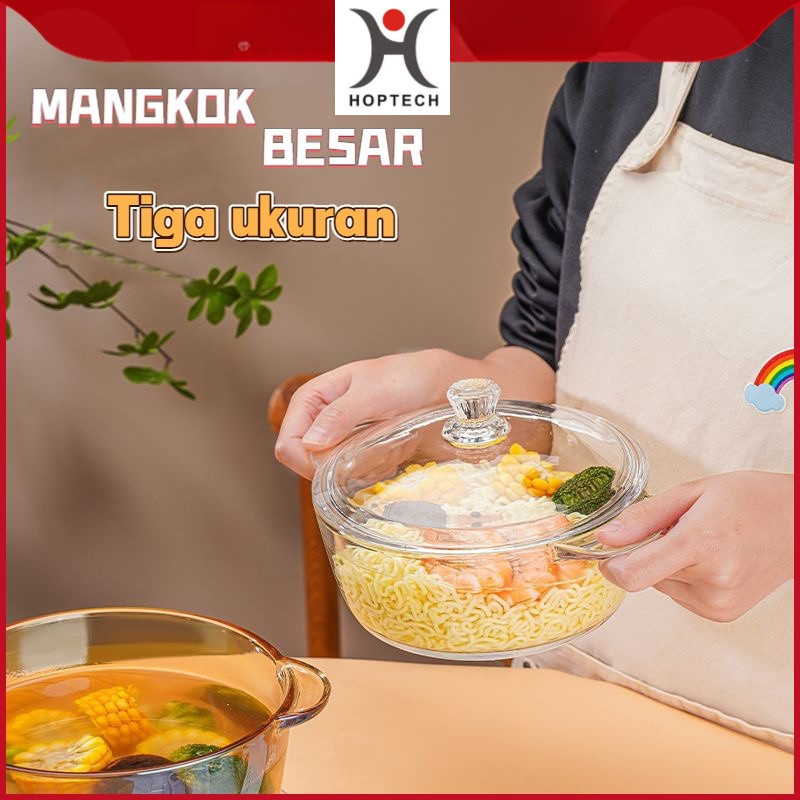 HOPTECH - Mangkok Plastik Aesthetic 450ml/600ml + Tutup | Salad Buah Sup Sayur