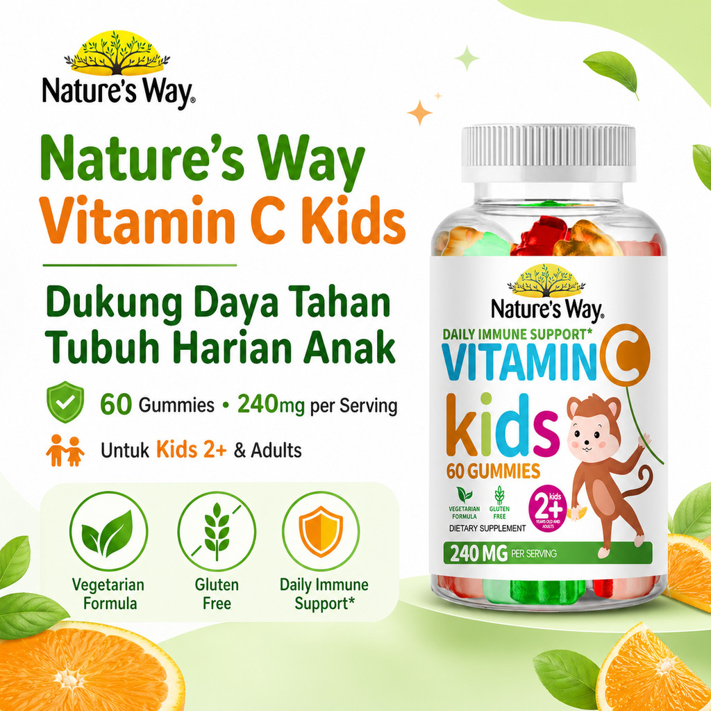 Nature’s Way Vitamin C Kids 60 Gummies Vitamin C Anak 240mg Suplemen Harian Dukung Imun Anak 2 Tahun