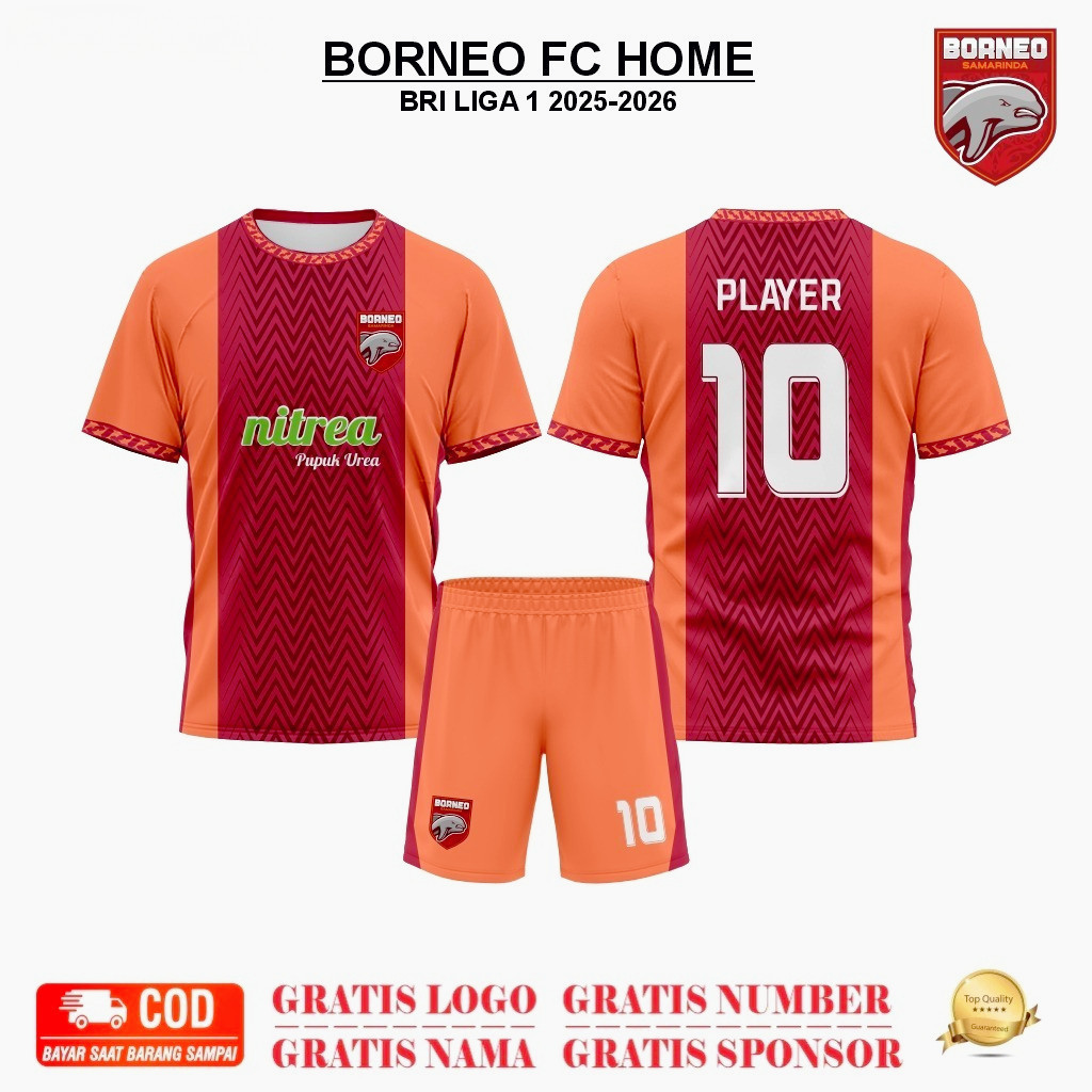 JERSEY BORNEO FC 2025/2026 TERBARU – FULL PRINTING PREMIUM | JAHITAN RAPI & HALUS