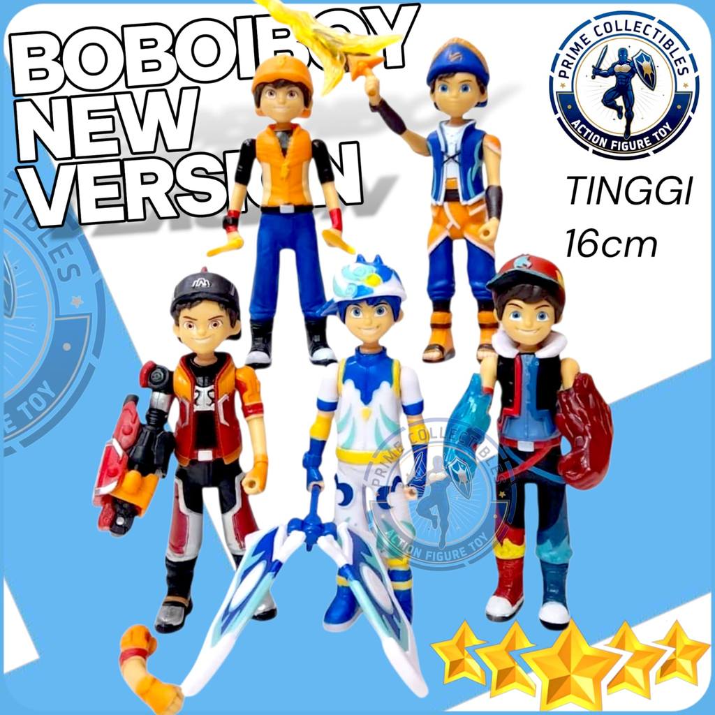 NEW Set 5 Pcs Action Figure BoBoiBoy Galaxy Tinggi 16cm - Mainan Pajangan & Topper Kue / Boboiboy No