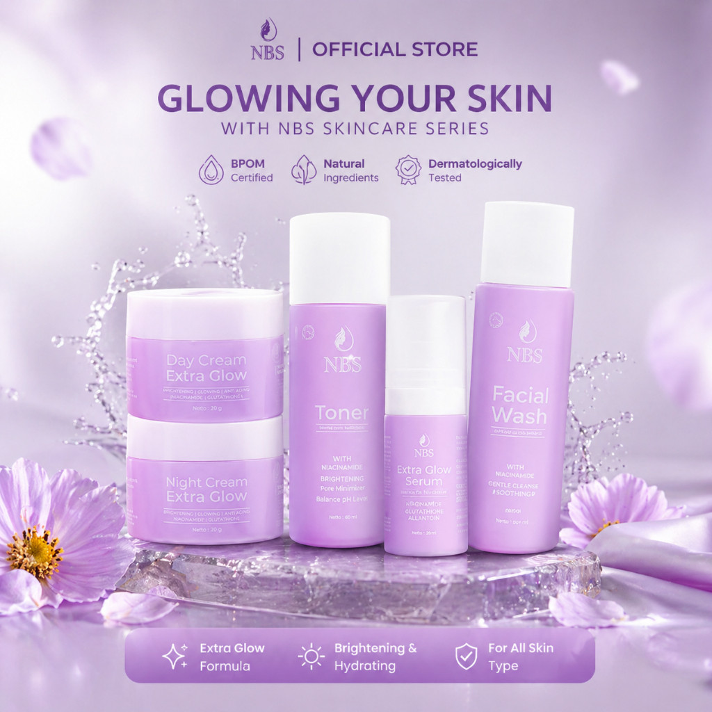 Paket Skincare Glowing Cepat NBS Extra Glow | Cerahkan Kusam & Flek Hitam BPOM