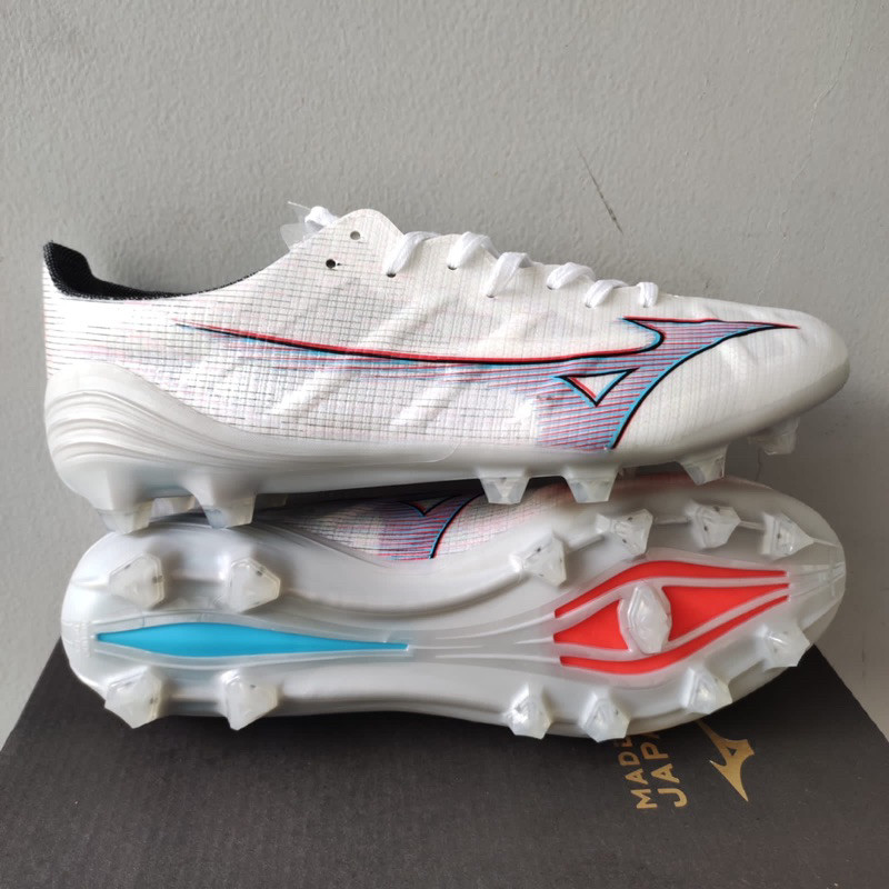 Sepatu Sepak Bola Mizuno Alpha Made In Japan White Ignition Red