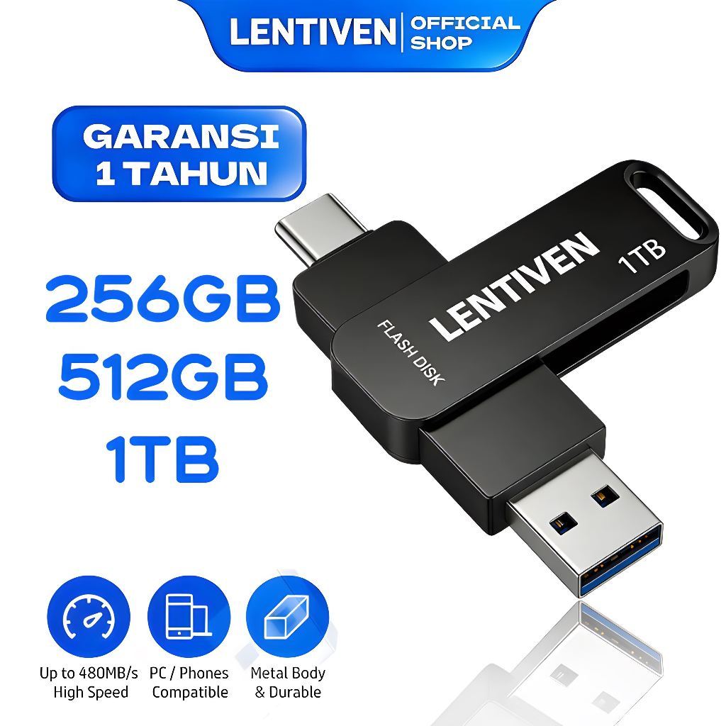 LENTIVEN Flash Drive Type-c HP 256GB 512GB 1 TB OTG Flashdisk High Speed USB 3.0 Flash Drive Flash D
