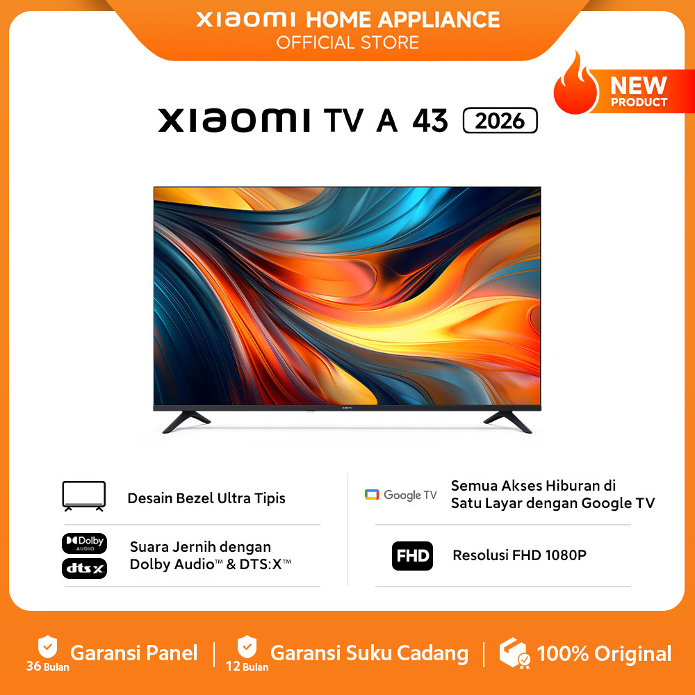 ps Xiaomi Google TV A 43 2026 FHD | Google TV | Dolby Audio™, DTS:X, dan DTS® | Smart TV  [ Official
