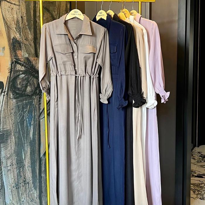 Rory Pocket Dress by FORTUNA - Putih, Big Size