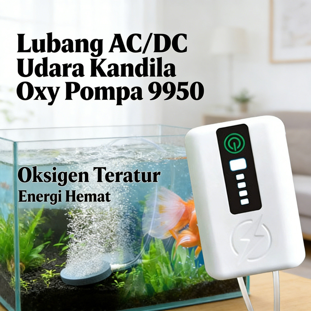 Pompa Udara Oksigen AC/DC USB Kandila Aerator 2 Lubang 9950