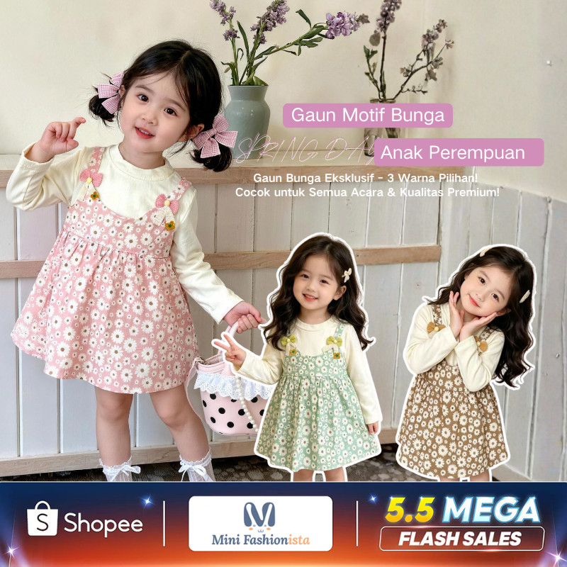 dress anak perempuan Motif bunga kecil baju anak perempuan 1 tahun gaun anak perempuan dress import 