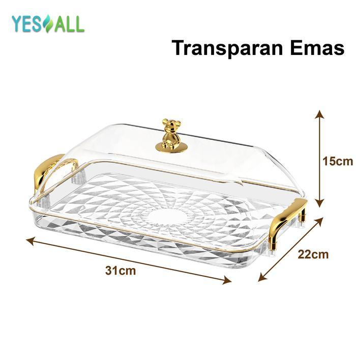 PROMO YESALL Tudung Saji Persegi Panjang Transparan – Penutup Makanan Rak & Tray Diamond Pattern 1 2