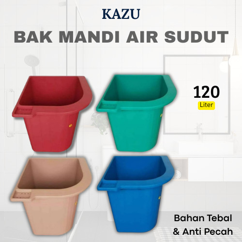 BAK MANDI AIR SUDUT 120L KAZU / BAK MANDI SUDUR + TEMPAT SABUN / BAK MANDI PLASTIK TEBAL