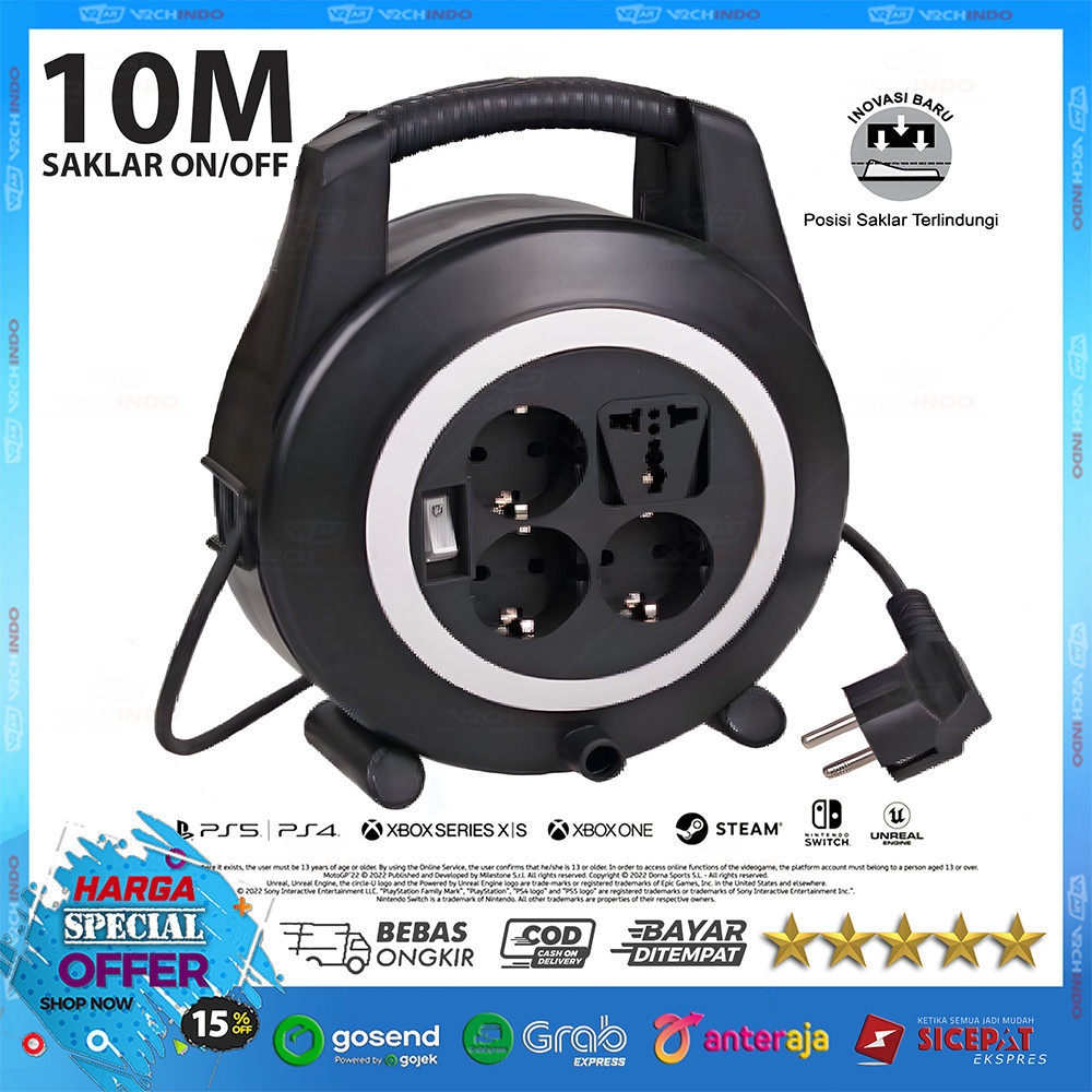 Kabel Roll Box 10 Meter / Cabel Rol 15M - YUNIOR WELTO LY-117 SK Colokan Listrik Lampu Indikator dan