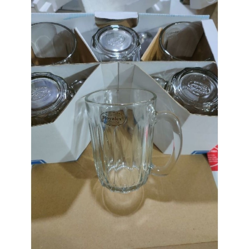gelas gagang  mug royalex 360ml gelas per 6pcs premium quality