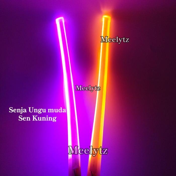 (sarminsarman092) Sepasang Lampu LED Alis slim DRL Fleksibel waterproof 30cm, 60cm 2 warna running H