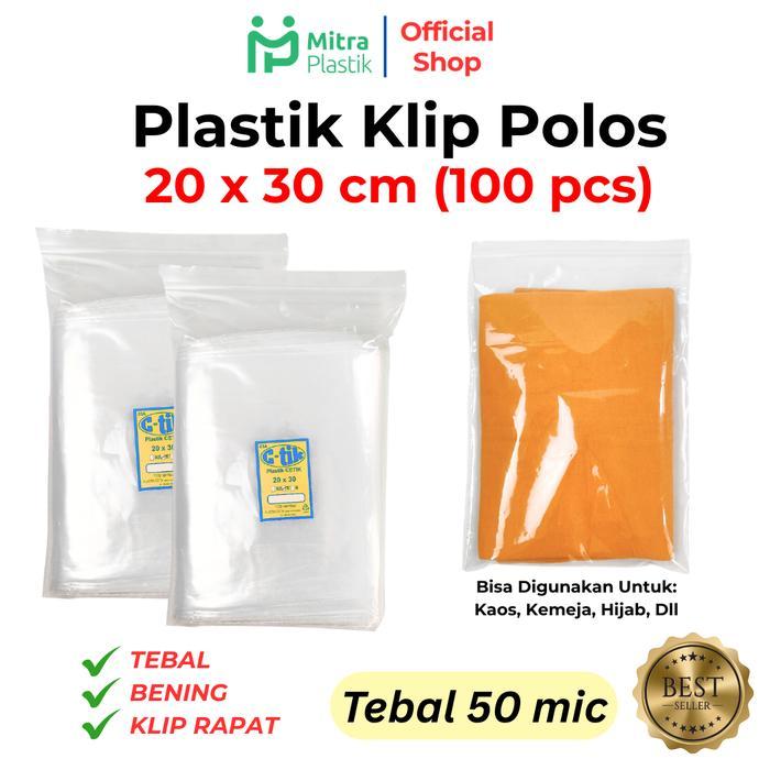 Plastik Klip 20x30 (isi 100pcs) / Plastik Packing Baju Seal Ziplock Putih Wadah