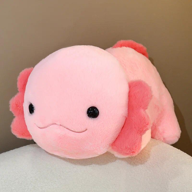 45-60cm Lovely Pink Salamander Plush Toys Kawaii Newt Stuffed Dolls Fuzzy Axolotl Pillow Soft Smilin