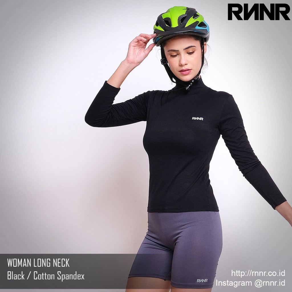 FURIBOMBA KAOS SEPEDA WANITA/ BAJU SEPEDA GOWES / HIJAB WANITA MODEL LONG NECK Bahan Katun Spandex M