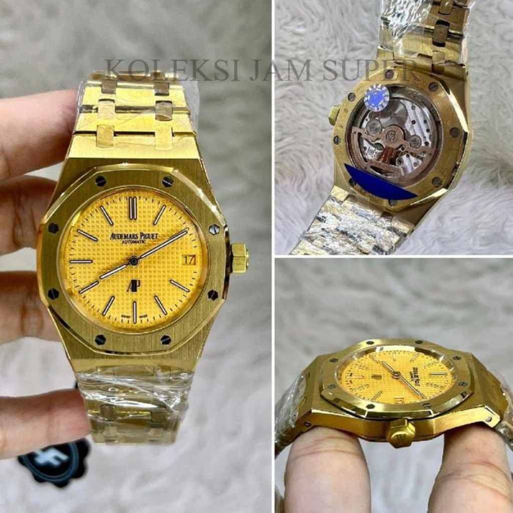 JAM TANGAN AP ROYAL OAK ULTRA THIN AUTOMATIC SWISS YELLOW DIAL DM 39MM