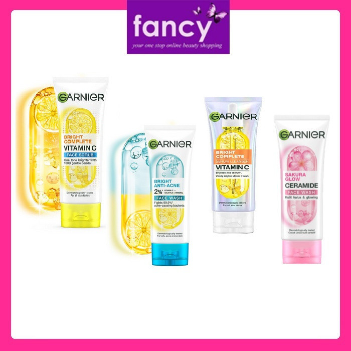 Garnier Facial Foam 100ml Bright Complete / Sakura / SENSITIVE / Acne / Whip - Facial Wash