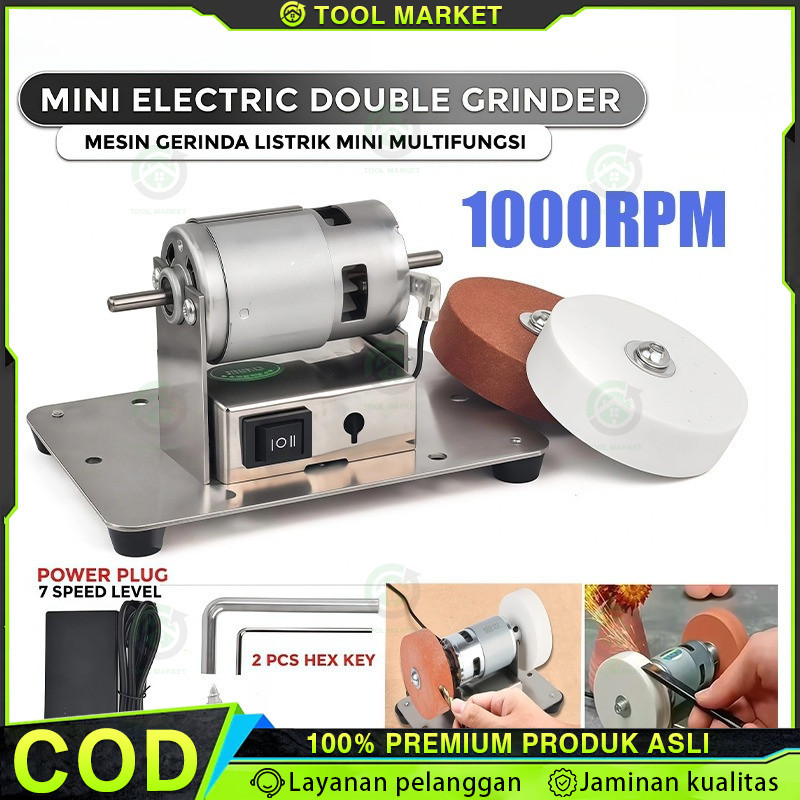 1000RPM Mini Mesin Gerinda Duduk Stand Holder Penggerindaan Kasar Dan Halus Dengan Mata Gurinda Pole