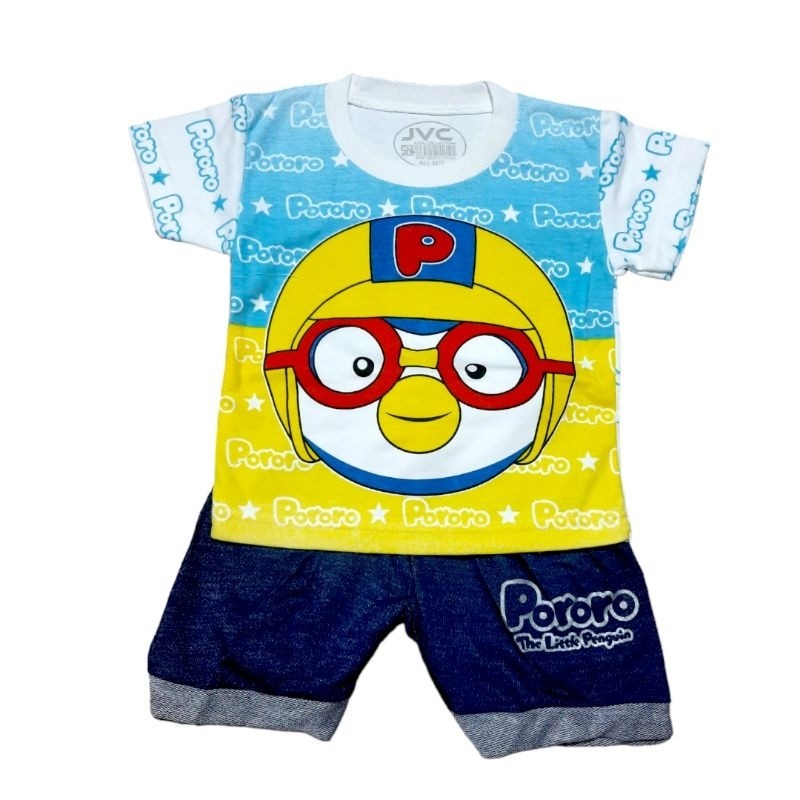 [PHINTSGROSIR 19.500x3PC] JVC KIDS - NEW MOTIF SETCEL DENIM KAOS PUTIH SML
