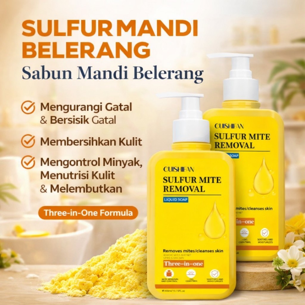 Sabun Belerang 300gr | Sabun Mandi Sulfur untuk Kulit Berjerawat Bruntusan & Bau Badan