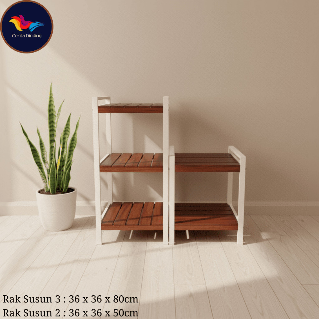 Rak Dapur Kayu Minimalis Modern – Rak Galon, Mejikom, Peralatan Dapur Serbaguna