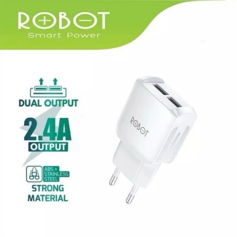 2.4A Kepala Charger Universal Merk Robot Mengisi Daya Cepat Kabel Charger Iphone Kabel Cas Type-C