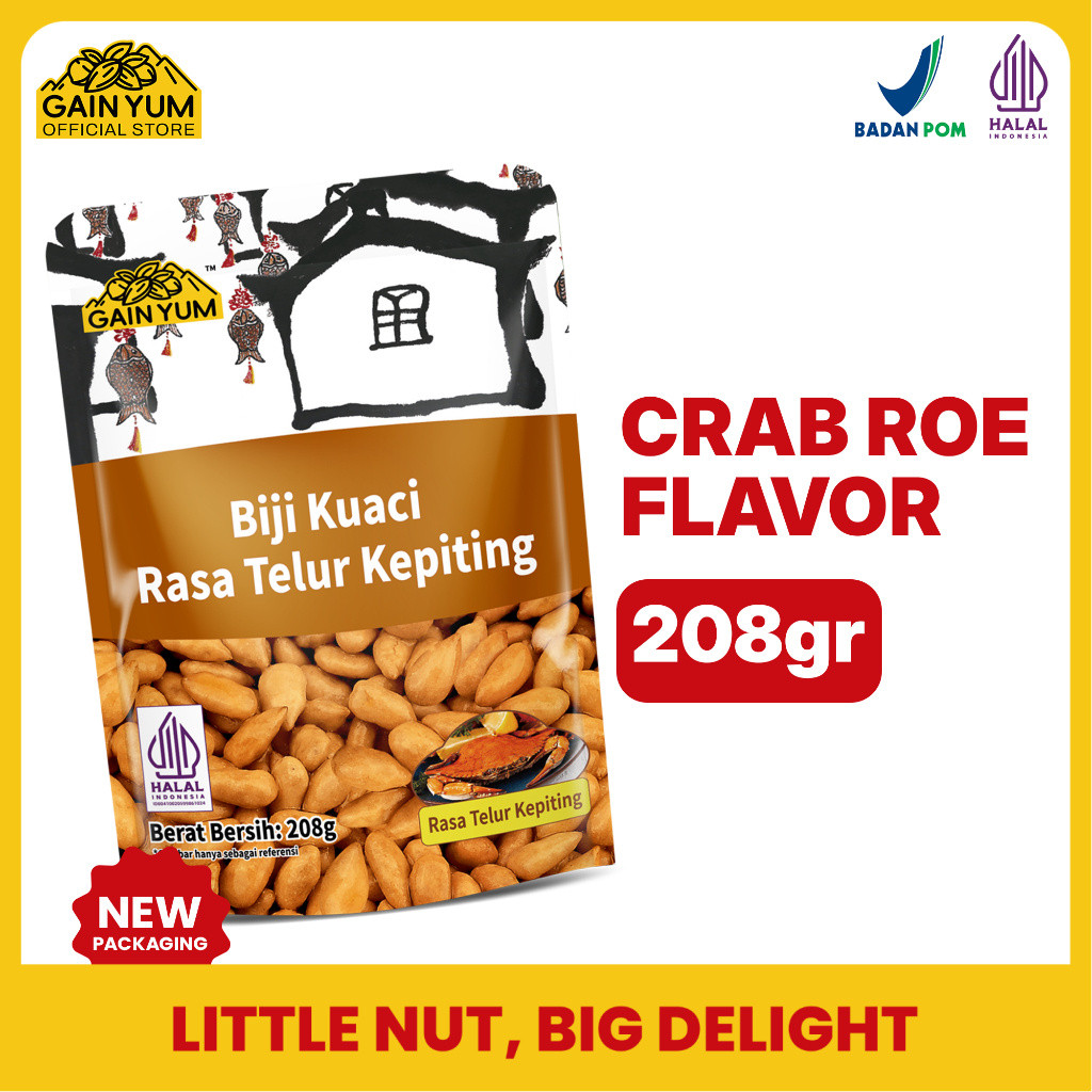 Gain Yum - Kuaci Kupas Rasa Telur Kepiting 208G