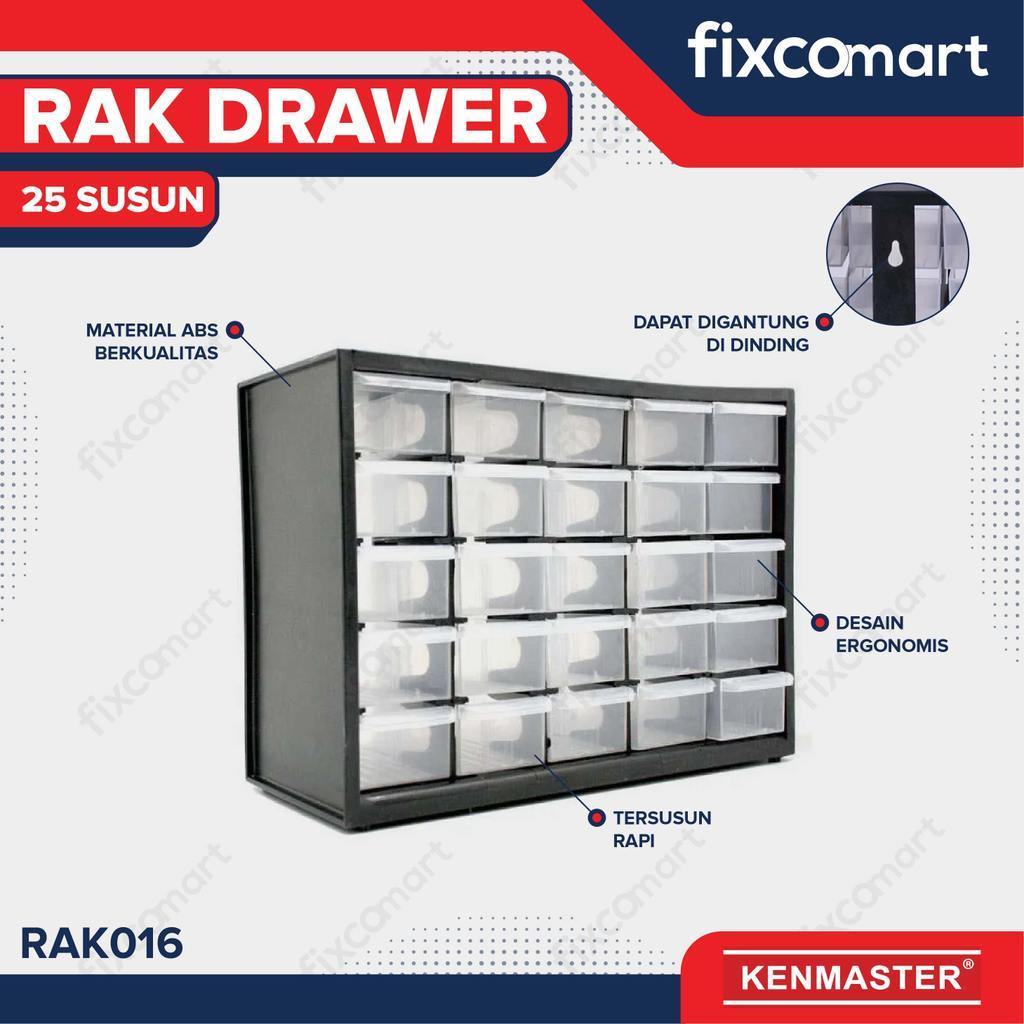 Rak Laci 25 Kompartemen untuk Penyimpanan Baut, Mur, dan Komponen Kecil