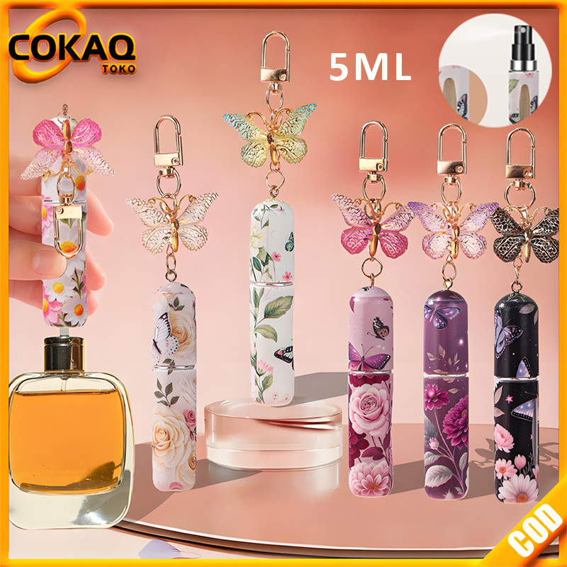 5ML Botol Parfum Baru Botol Refill Parfum Motif Kupu-Kupu Gantungan Kunci Botol Refill Parfum Botol 