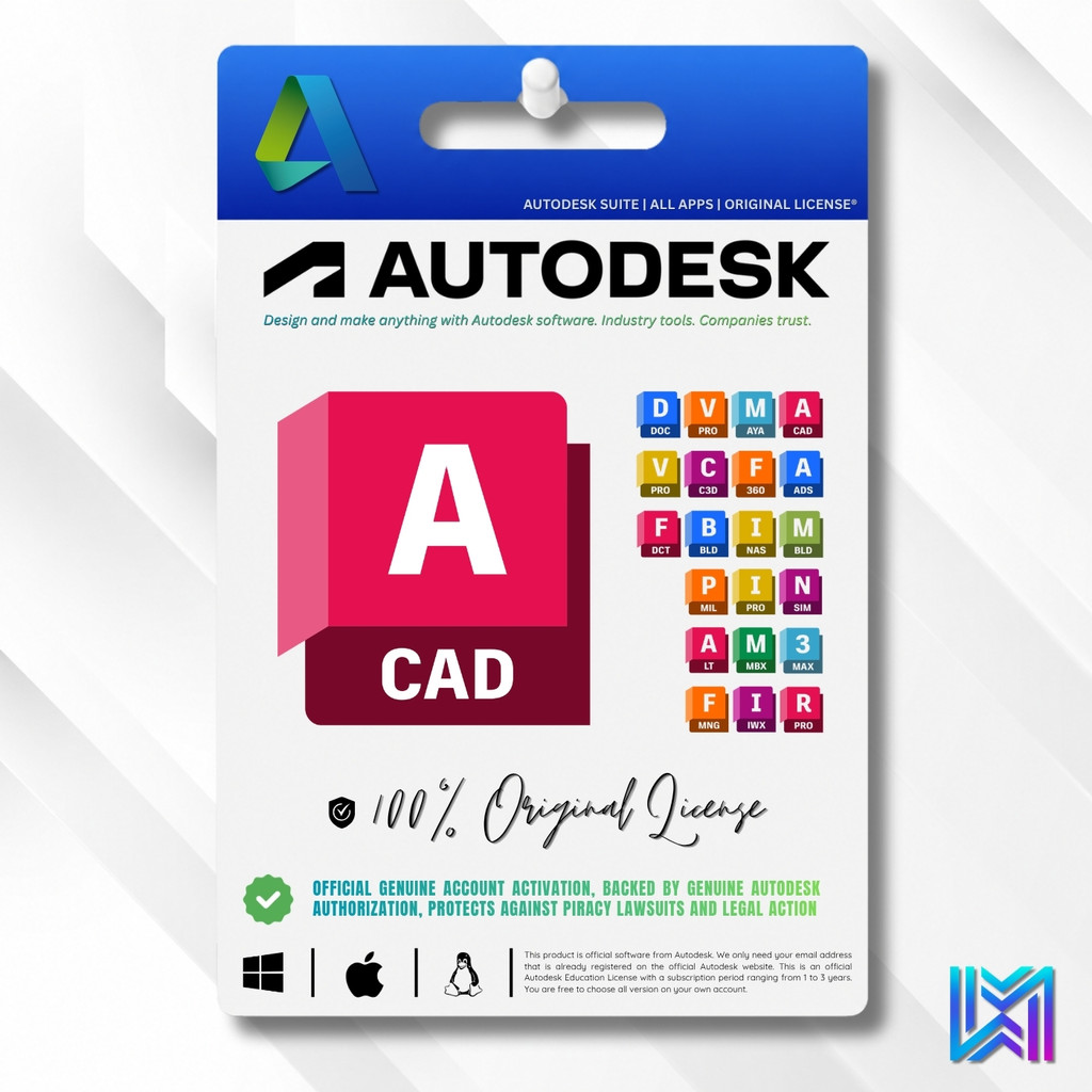 Autodesk AutoCAD Lisensi Resmi 100% Original 1-3 Tahun For Win/Mac (Bukan Bajakan)
