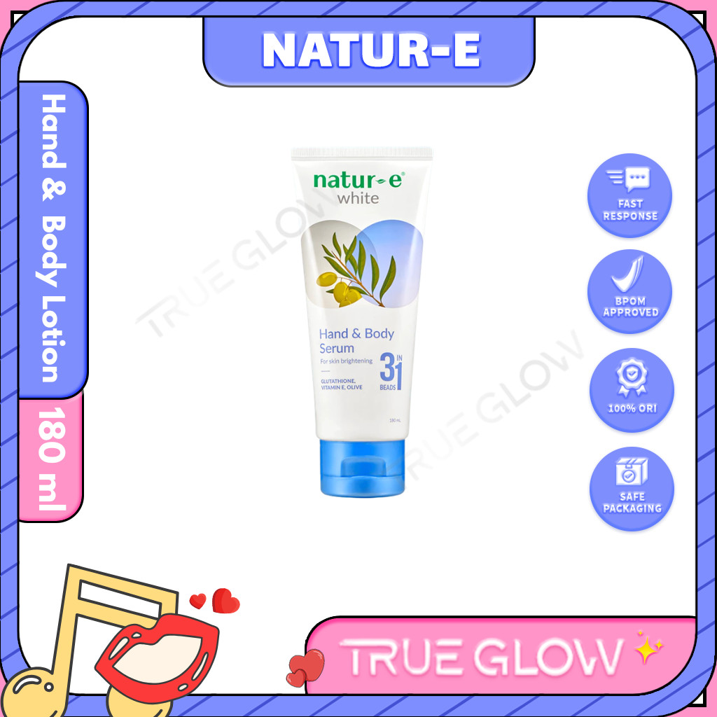 Natur-E White Hand & Body Serum 180ml | Glutathione Vitamin E Niacinamide | Meratakan Mencerahkan Ku