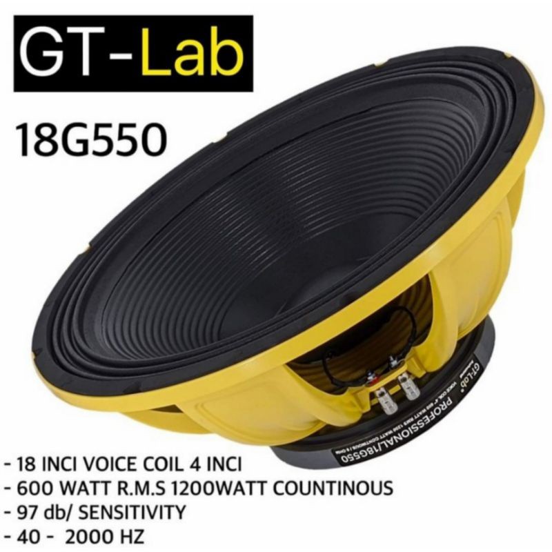AGEN Speaker Component GT LAB 18G550 18 Inch 1200 Watt