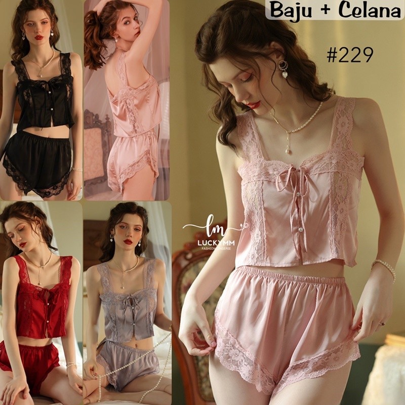 Sexy lingerie baju tidur sexy wanita / Lingerie sexy setelan baju tidur sexy / Lingerie satin set 22