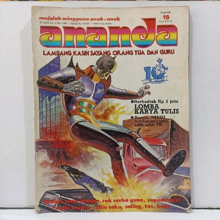 Majalah anak-anak : majalah vintage Ananda Edisi  No.18 . April-Mei 1988 'Lambang kasih sayang orang