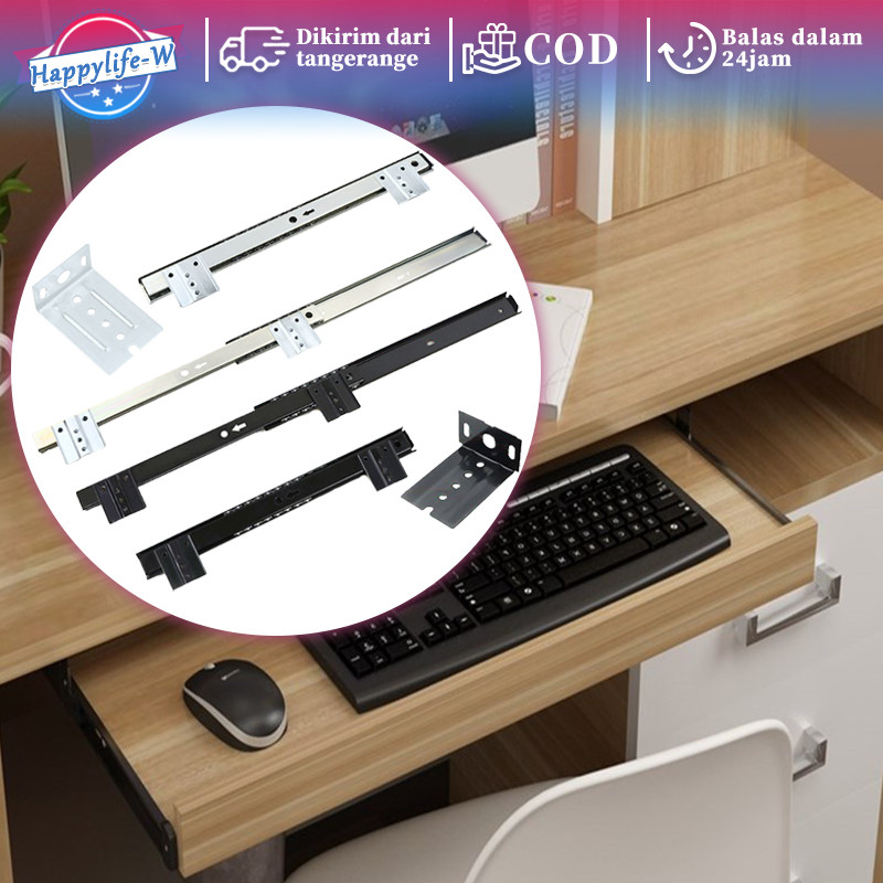 Rel Keyboard Tray 27mm 1set Rel Tempat Keyboard Rel Laci Keyboard Rel Meja Komputer
