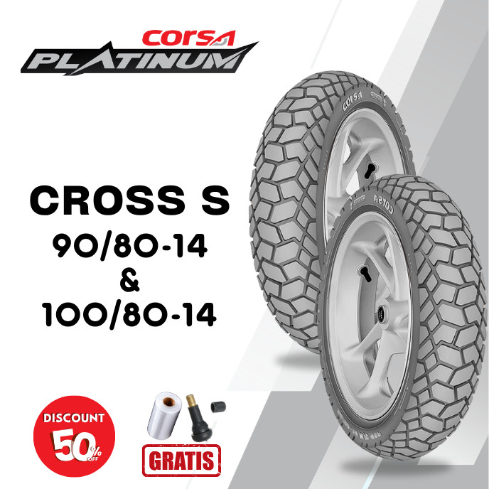 SEPASANG Ban Motor CORSA CROSS S 90/80 & 100/80 RING 14 Tubeless
